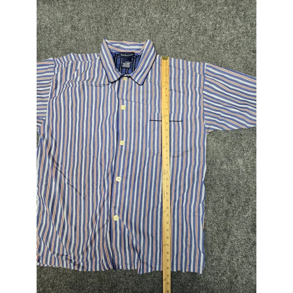 Polo Ralph Lauren Sleepwear Shirt Mens XL Vertical Stripes Large Buttons Cotton